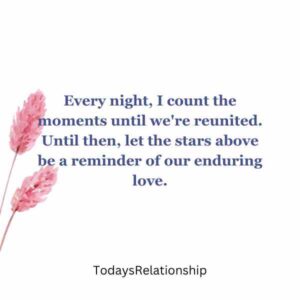 Every night, I count the moments until we're reunited. Until then, let the stars above be a reminder of our enduring love.